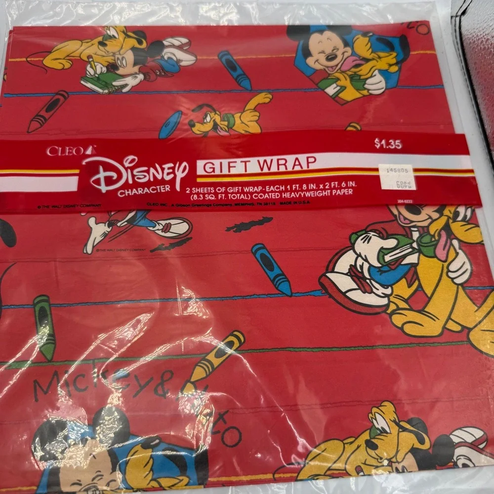 Vintage Disney Cleo Gift Wrap Lot 4 Little Mermaid 101 Dalmatians Mickey Mouse